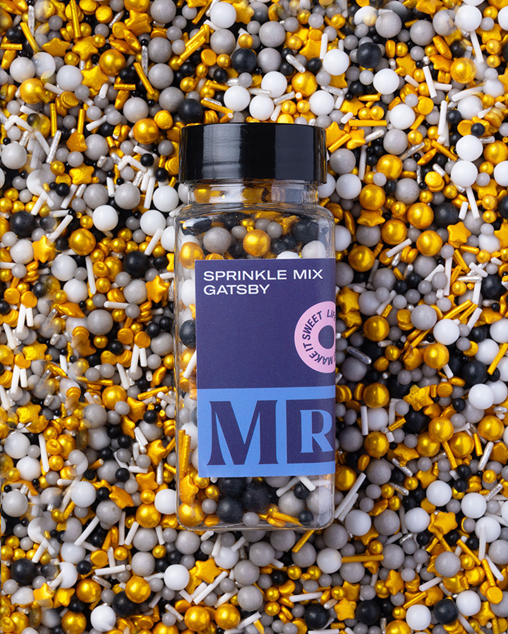 Sprinkle Mix Gatsby - Guld, Silver, Svarta, vita pärlor i gruppen ALLA PRODUKTER / HAPPY BAKING hos MR CAKE (440061)