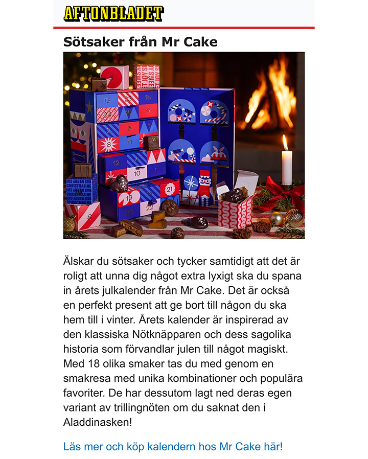 MR Cake Julkalender 2024 - Nötknäpparen - Adventskalender med 24 luckor